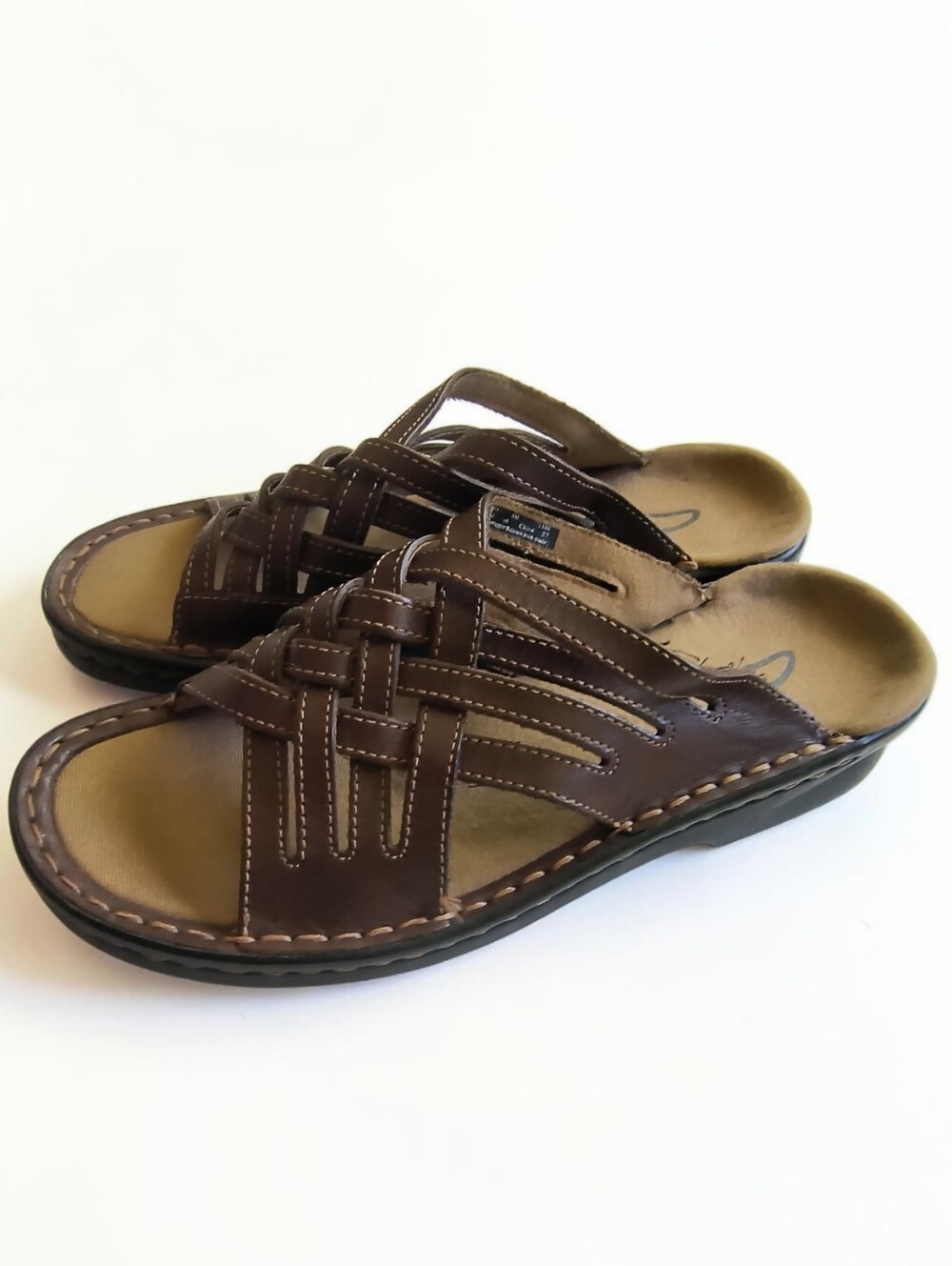 Clarks Artisan Woven Brown Leather Wedge Sandals W 6M 78986 Bohemian Cottagecore